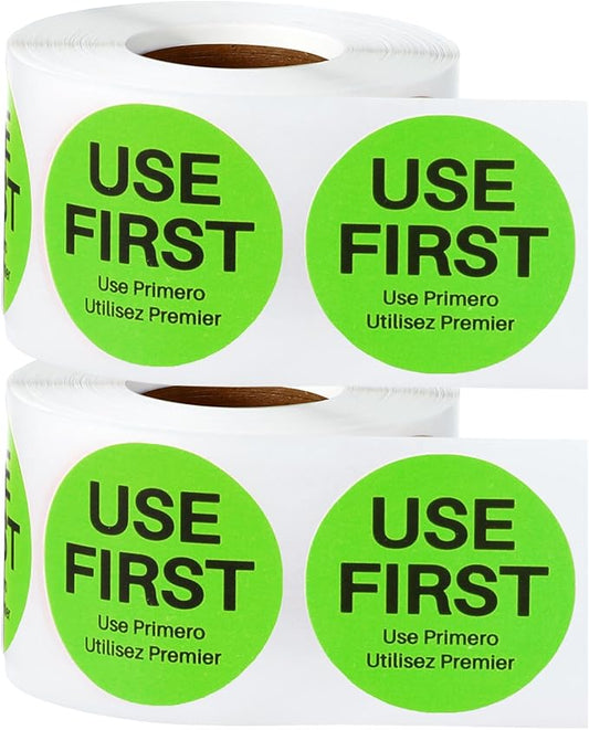 Epakh 1000 Pcs 2 Inch Use First Stickers Food Service Inventory Control Labels for Restaurant Permanent Adhesive Food Labels Circle Dot Paper(Green)