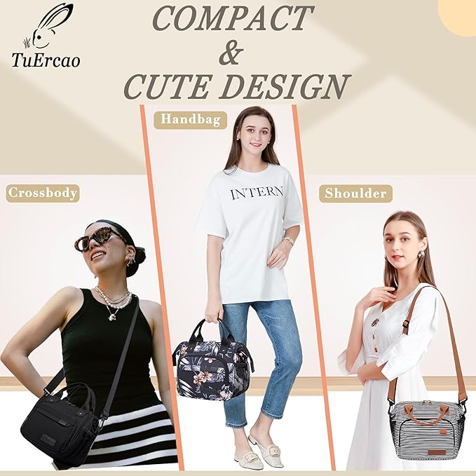 TuErCao Small Lunch Bag Lightweight Insulated Lunch Box for Women Work Portable Soft Cooler for Picnic Travel Road Trips, Loncheras para Mujer, Stripes