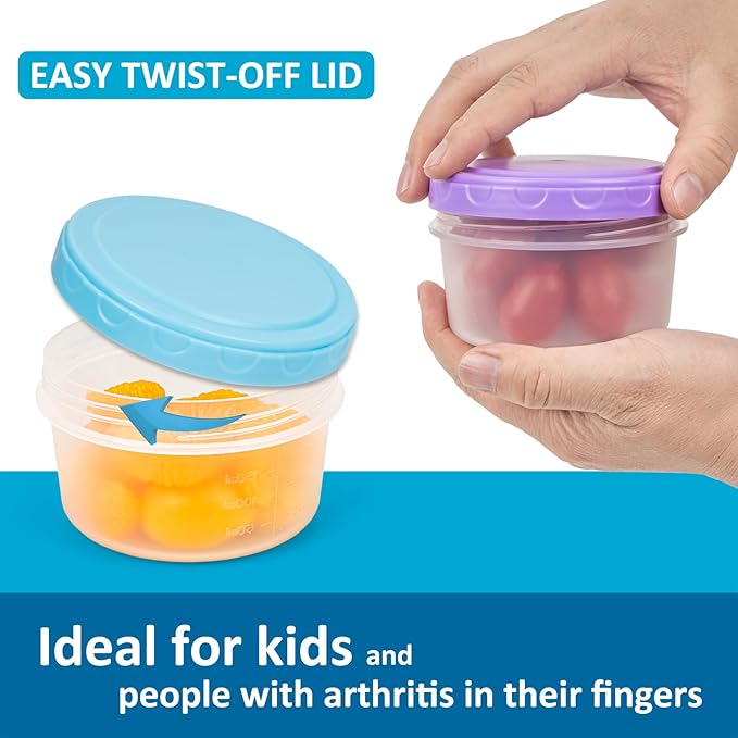 8 Oz Plastic Containers with Lids, 15 Pack 1-Cup Reusable Small Freezer Storage Containers with Screw Top for Food Snack Portion Meal Prep, Ultra Thick, Microwave Freezer Dishwasher Safe, 5 Colors