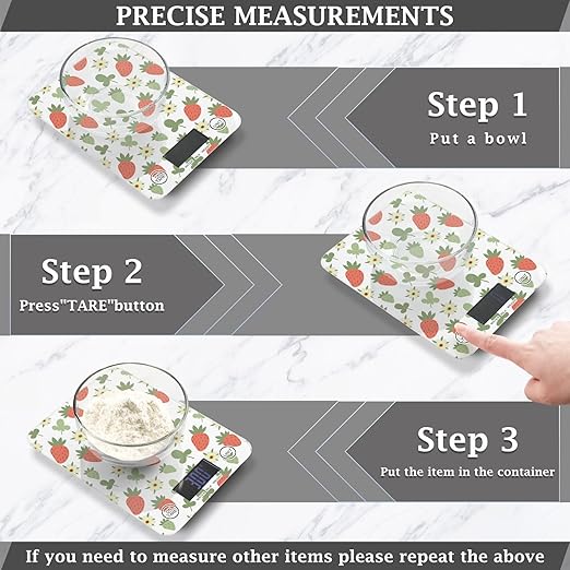 Food Scale Kitchen Scale for Baking Cooking Digital Food Weighing Measuring Scale Small Waterproof Electric Food Scale Strawberry