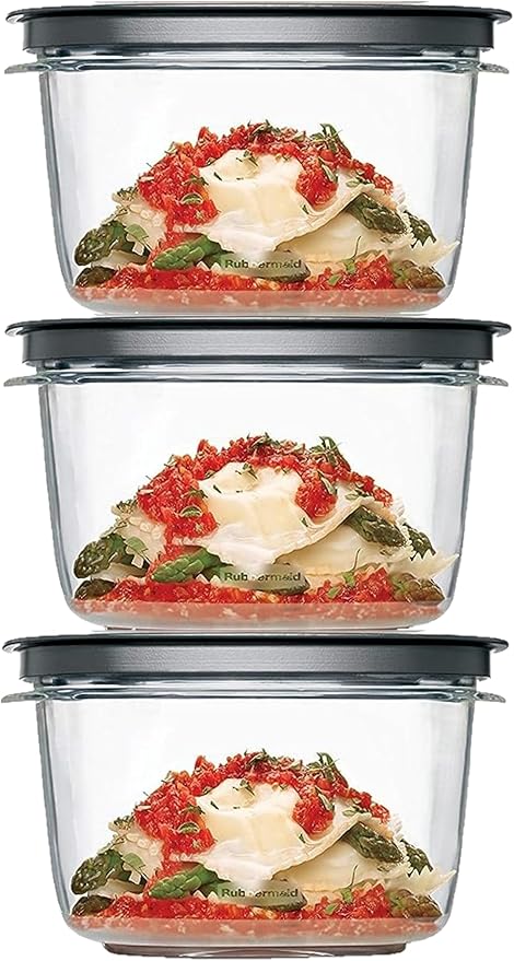 Rubbermaid Premier, 7 Cup Premier Flex & Seal Food Storage Set, 3 Tritan Containers, 3 Grey Flex and Seal Lids, 6 Piece Bundle Set Bundle