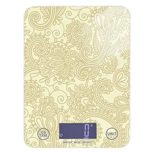 Food Scale Kitchen Scale for Baking Cooking Digital Food Weighing Measuring Scale Small Waterproof Electric Food Scale Gold Paisley Damask