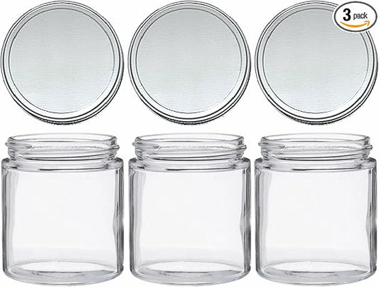 JARMING COLLECTIONS Mason Jars 16 oz Glass Extra Wide Mouth Pint Storage Jars with Lids - Silver Metal Storage Lids - Made in USA - Pint Glass Jars 16 oz with Lids, Ryan16BKX3