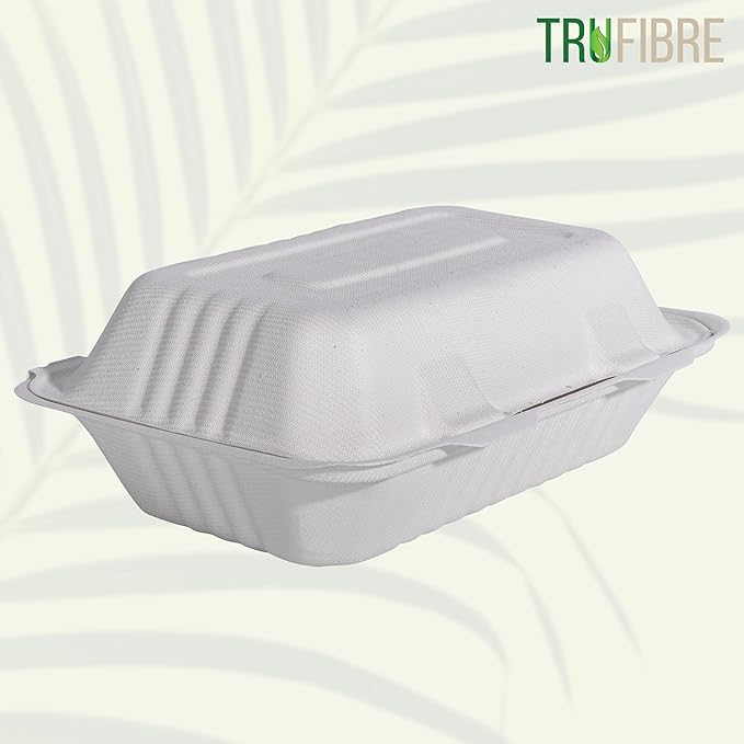 White Disposable To Go Containers with Lids, Clamshell Take Out Boxes, Bento Cakes, Desserts, Sandwiches, Party Favors, Events, 9x6 50 Pack