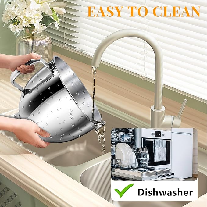 5 QT Food Grade Stainless Steel Mixer Bowl Compatible With KITCHENAID TILT-HEAD STAND MIXERS 4.5-5 Quart, Mixing Bowl with Anti-Slip Handle & Prominent Clasp, Stainless Steel Polished