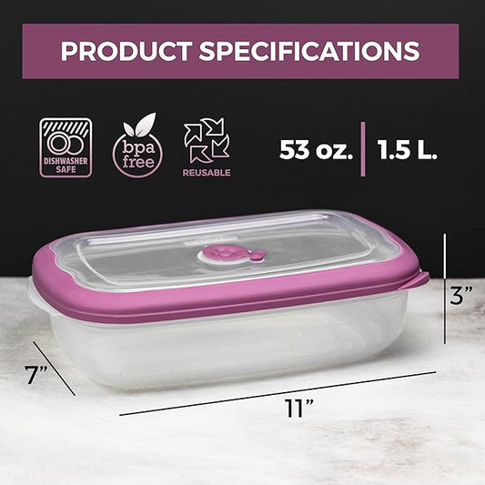 Tribello Plastic Food Storage Containers With Lids - 53 Oz Airtight Container Box For Food Storage, Meal Prep, Freezer, Microwave And Dishwasher Safe, Steam Vent Lids, BPA-Free - 3 Pack