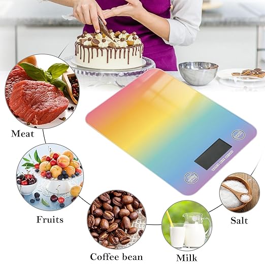 Food Scale Kitchen Scale for Baking Cooking Digital Food Weighing Measuring Scale Small Waterproof Electric Food Scale Rainbow Color Gradient