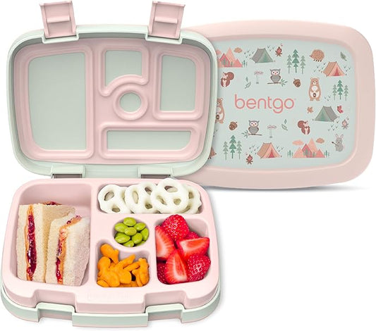 Bentgo Kids Prints Leak-Proof, 5-Compartment Bento-Style Kids Lunch Box - Ideal Portion Sizes for Ages 3-7, Durable, Drop-Proof, Dishwasher Safe, & Made with BPA-Free Materials (Nature Adventure)