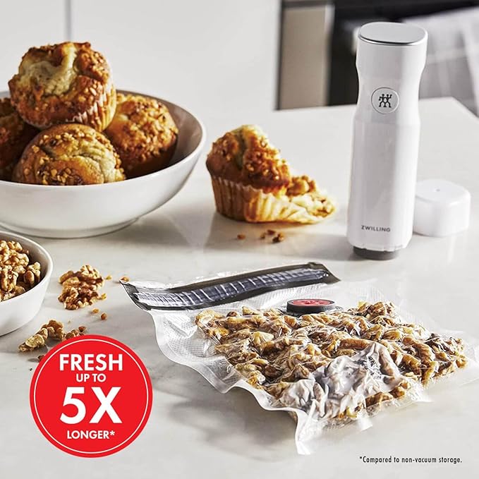 ZWILLING Fresh & Save Set 3-pc Vacuum Sealer Bag for Food, 2 1/4 Gallon, Sous Vide Bag, Reusable Food Storage Bag for Meal Prep, Reusable Snack Bags, Dishwasher Safe, Large, Clear