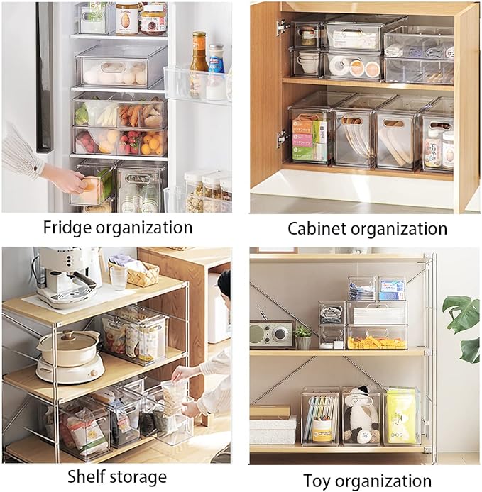 MineSign 2Pack Stackable Fridge Drawers Pull-Out Bins Divided Produce Saver Containers for Refrigerator Storage Organizers for Veggie Fruit Berry Pantry Cabinet Makeup Clothes