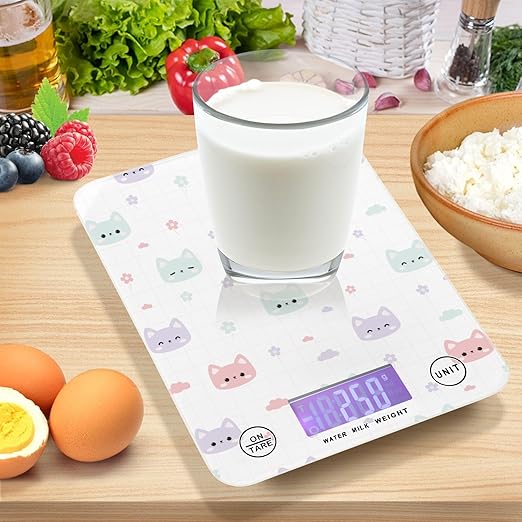 Food Scale Kitchen Scale for Baking Cooking Digital Food Weighing Measuring Scale Small Waterproof Electric Food Scale Cute Cat Face