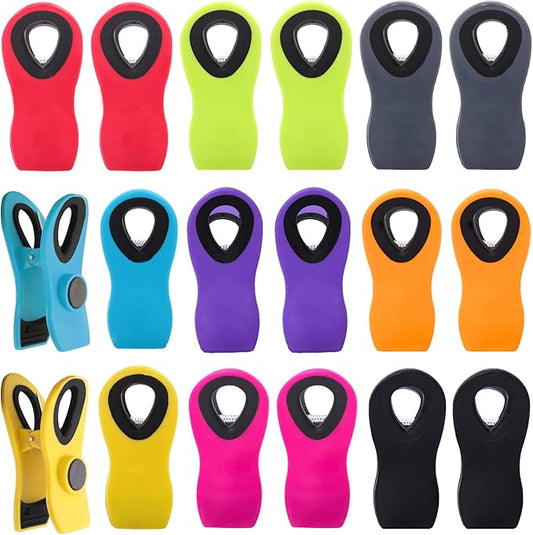 18 Pack Magnetic Bag Clips - Assorted Bright Colors for Food Storage & Fridge Organization