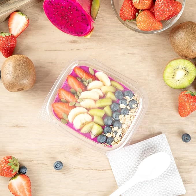 Restaurantware Thermo Tek 12 Ounce Deli Food Containers 100 Anti-Fog Hinged Lid Containers - Freezable Rectangle Clear Plastic To Go Food Containers Disposable
