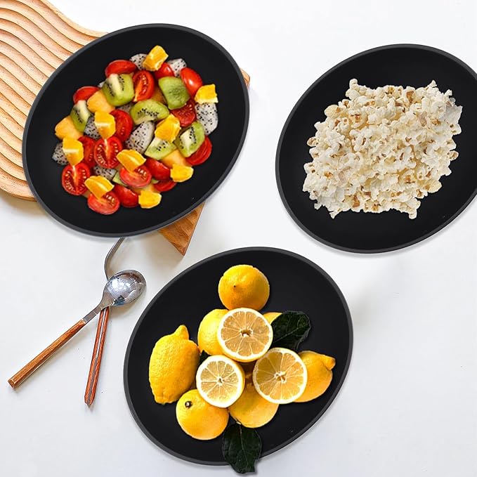 65 OZ Large Bowls Set Wheat Straw Bowls Set 4 PCS, Unbreakable Salad Bowls Reusable Mixing Bowls Set Microwave & Dishwasher Safe Kitchen Bowls for Salad, Cereal, Soup and Oatmeal (Black)