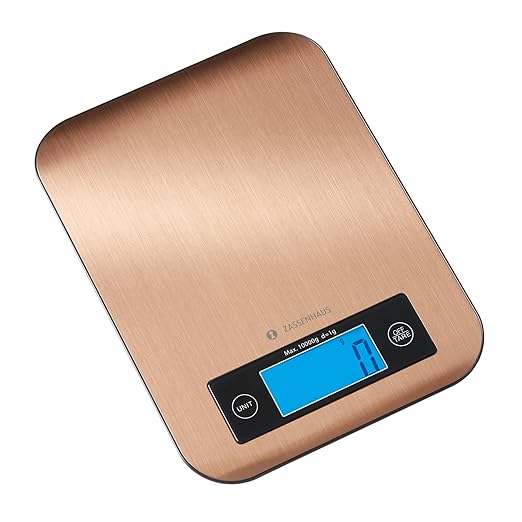 Zassenhaus Pure Digital Kitchen Scale, 9.3" x 6.9", Copper