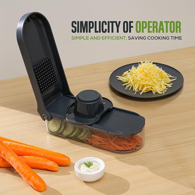 Heavy Duty 6-in-1 Vegetable Chopper & Mandoline Slicer | 6-Blade Onion Dicer Cutter with Storage Container | Kitchen Prep Tool for Meal Planning & Cooking