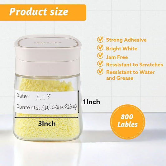 800Pcs Removable Freezer Labels,1 x 3 Inch Food Labels for Food Containers Food Date Stickers Refrigerator Food Storage Labels Easy Clean No Residue
