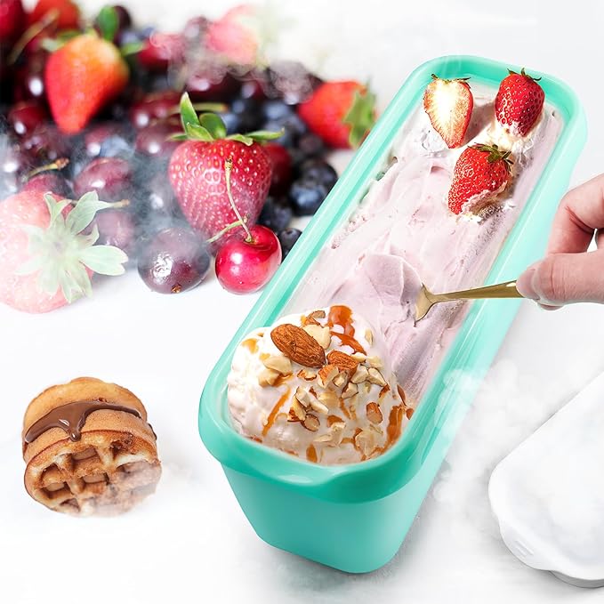 Premium Ice Cream Containers (2 Pack - 1.5 Quart Each) Reusable Freezer Storage Tubs with Lids for Ice Cream, Sorbet and Gelato!