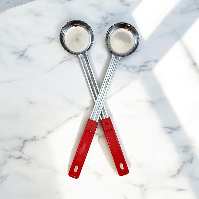 2 Ounce Solid Stainless Steel Portion Control Ladle Spoon for Measuring and Serving; Commercial Grade Serving Scoops [Pack of 12]