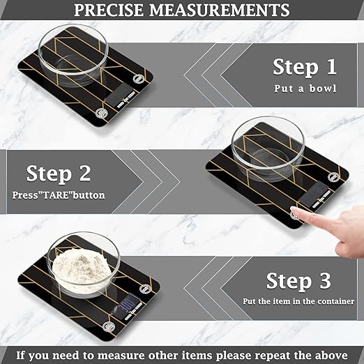 Food Scale Kitchen Digital Scale Food Ounces and Grams Dieting Baking Cooking Waterproof Glass Panels LCD Display,4 Units Scale Tare Function Geometry