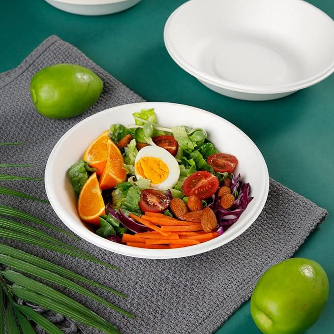 200pcs Compostable Paper Bowls[24oz], 100% Compostable Biodegradable,Disposable Bowls, Made Eco-Friendly Sugar Cane Fibers,Microwave Safe,Natural Sugarcane Fibers Bowls For Hot and Cold Food