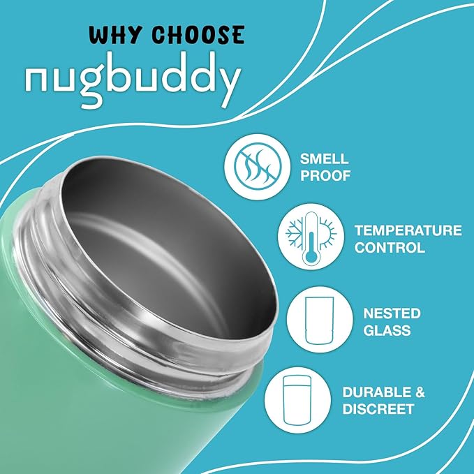 Airtight Storage Container - Vacuum Sealed Insulated w Nested Glass Jar - UV Protection, Temperature Controlled Stainless - Stays Fresh - Whiteboard Finish w Marker Included - 300 ml (3/4 Oz)