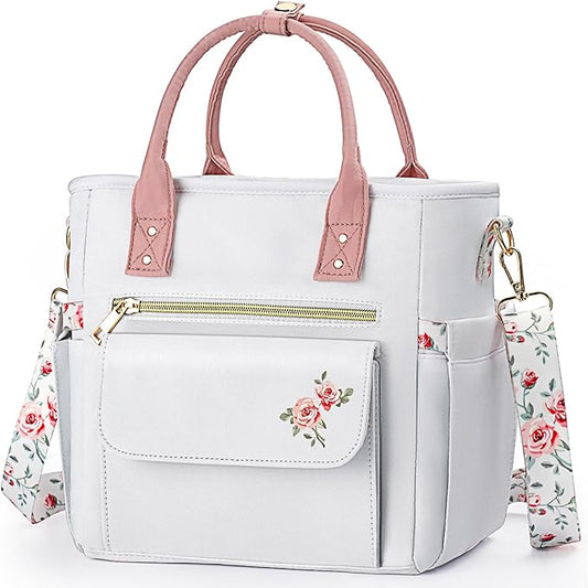 Deluxe Large Insulated Lunch Bag Box Women - Leakproof Waterproof Cooler with Multi Pockets Removable Strap for Work Picnic - Teacher Mothers Day Christmas Birthday Gifts