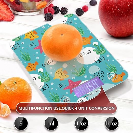 Food Scale Kitchen Scale for Baking Cooking Digital Food Weighing Measuring Scale Small Waterproof Electric Food Scale Sea Animals