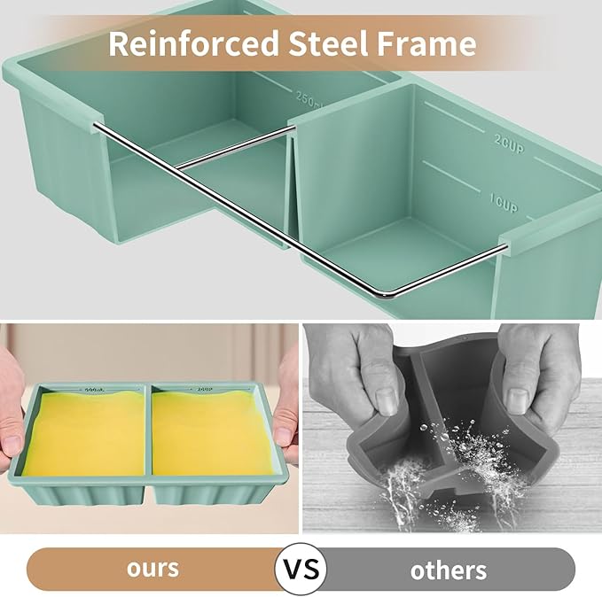 Silicone Freezer Tray for Soup Ice Cubes: 2-Cup Freezing Tray with Lid for Meal Prep - 2Pack Silicon Soup Portion Freeze Tray Make Stock Souped Ice Cube