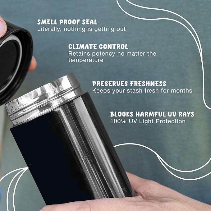 Mini Airtight Storage Container - Vacuum Sealed Insulated w Nested Glass Jar - UV Protection, Temperature Controlled Stainless - Whiteboard Finish w Marker Included - 100 ml (1/4 Oz)