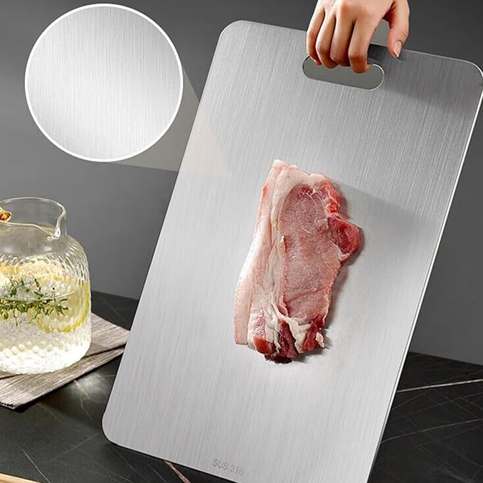 316L Stainless Steel Cutting Boards for kitchen, Katuchef Stainless Steel Chopping Board Non Toxic Food Grade Double Sided Dishwasher Safe Metal Cutting Board for Meat Fruit Vegetables(4PC-S+L+XL+XXL)
