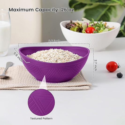 26 OZ Wheat Straw Bowls, 4 Pack Unbreakable Cereal Bowl, Microwave and Dishwasher Safe Bowls for Kitchen, Lightweight Serving Bowl for Salad, Oatmeal, Soup (Flower Series)