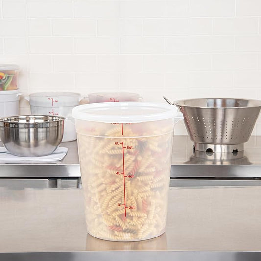 Restaurantware-LIDS ONLY: Met Lux Food Container Lids, 10 Round Lids For Storage Containers - Containers Sold Separately, With Pull-Corner Tab, Translucent Plastic Lids, Dishwashable, Freezable