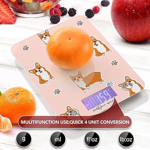 Food Scale Kitchen Scale Food Scales Digital Weight Grams and Ounces Small Electronic Food Scale for Baking Cooking Corgi