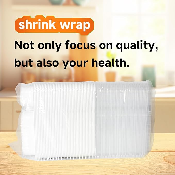 YANGRUI To Go Containers, 40 Pack 34oz White Meal Prep Container BPA Free Shrink Wrap Microwave Safe Reusable Bento Box