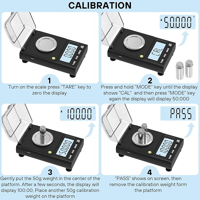 WEIGHTMAN Milligram Scale 100g x 0.001g, Mg Scale with 50g Calibration Weight and Accessories, Powder Scale for Reloading