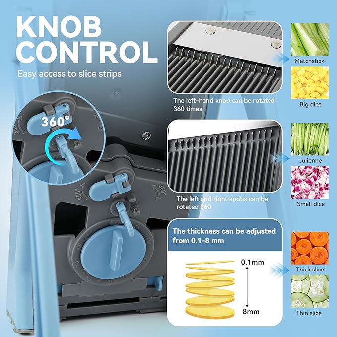 Upgrade Safe Mandoline Slicer Plus, Adjustable Potato Slicer, Vegetable Chopper Food Slicer, Fries Cutter, Veggie Salad Chopper Kitchen Chopping Artifact Christmas Gifts
