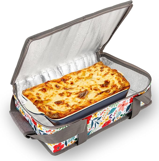 QEES Insulated Casserole Carriers for Hot or Cold Food,Casserole Dish Bag Carrying Case,Food Carrier Warmer Container Bag For Travel Picnic.Pioneer Woman Kitchen Stuff.Fits 9"x13" Baking Dish