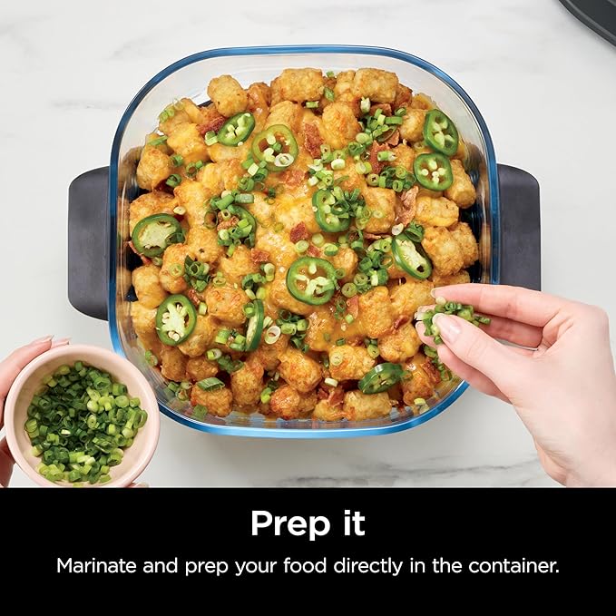 Ninja 2.5 QT TempWare Glass Container with Storage lid, Compatible Crispi Portable Cooking System, Microwave, Freezer and Dishwasher Safe, PFAS Free Glass Cooking Surface