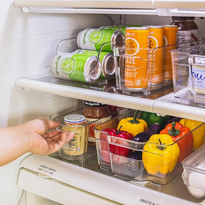 Sorbus Fridge Bins and Freezer Bins Refrigerator Organizer Stackable Food Storage Containers BPA-Free Drawer Organizers for Refrigerator Freezer and Pantry (Pack of 8)