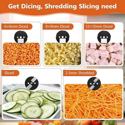 5 in 1 Electric Vegetable Chopper, Multifunctional Chopper Vegetable Cutter Slicer Dicer Machine Automatic Cutter for Onion Shredder Potato Slicer, Veggie Processor Commercial Home Use