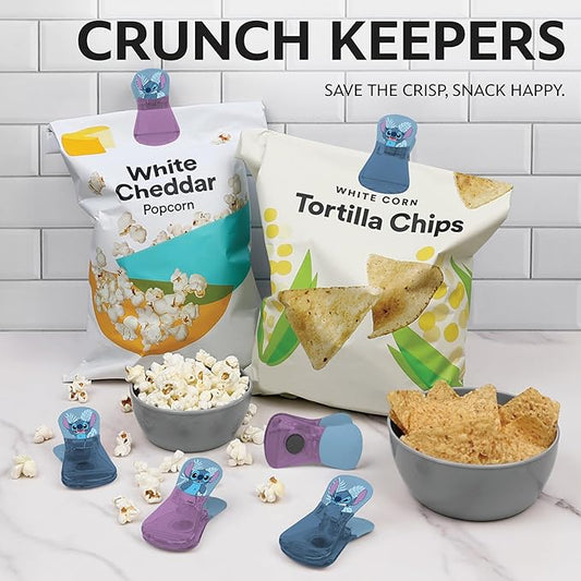 Disney Magnetic Chip Clips – Set of 6 Bag Clips for Food Storage - Mickey, Minnie, Lilo & Stitch, Winnie The Pooh – Durable Airtight Bag Chip Clips for Pantry & Fridge Use
