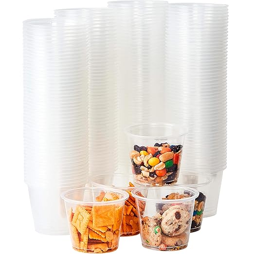 Leakproof, BPA Free 5.5 oz Souffle Cups 200 PK. Stackable Portion Containers for Sampling, Salad Dressing, Sauces, Jello Shots. Plastic Food Prep Supplies for Restaurant, Cafe, Catering, Deli, Party