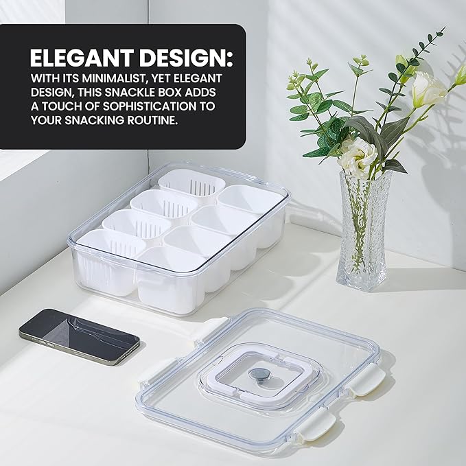 2 Pack Snack Box Container Dishwasher Safe | USA Brand | 8 Compartment & 6 Compartment