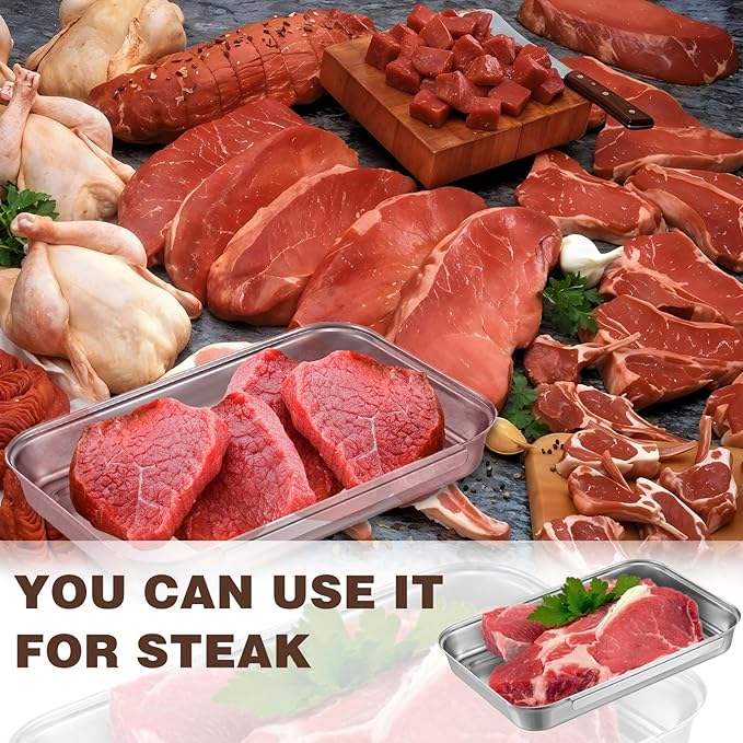3 Pcs Breading Trays Set, Large Breading Pans, Stainless Steel Breading Set for Marinating Meat, Chicken, Fish, Food Prep Trays, Coating Trays Can Be Used to Baking Cake, Oven Safe