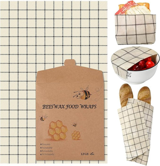 17 x 23 Inch Reusable Beeswax Food Wrap for Bread Sandwich Wrapper Beeswax Paper Organic Bowl Dishes Covers Sustainable Food Cheese Fruit Snacks Storage Containers Keeper