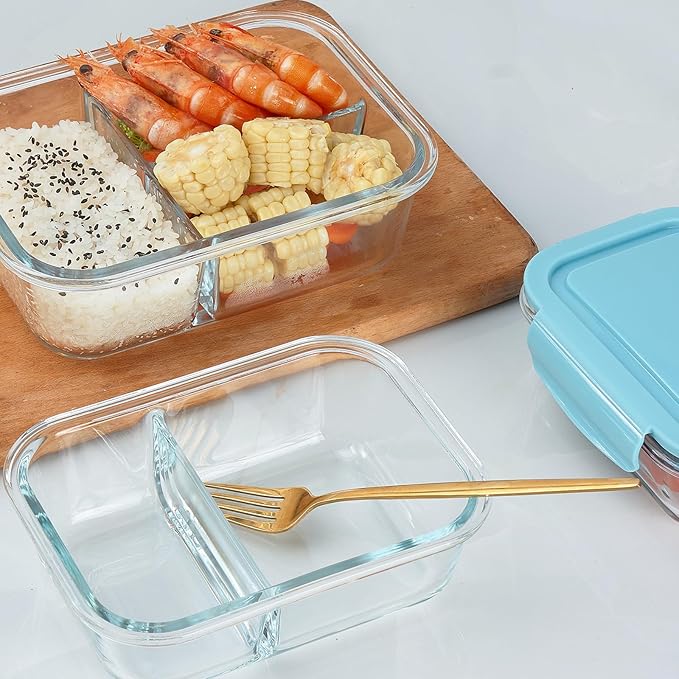 High Borosilicate Glass Meal Lunch Containers Set & Premium Insulated Lunch Bag | 1-2-3 Compartment Design, BPA Free, Microwavable & Freezer Safe, Effective Sealing, Dishwasher Safe by zuhra
