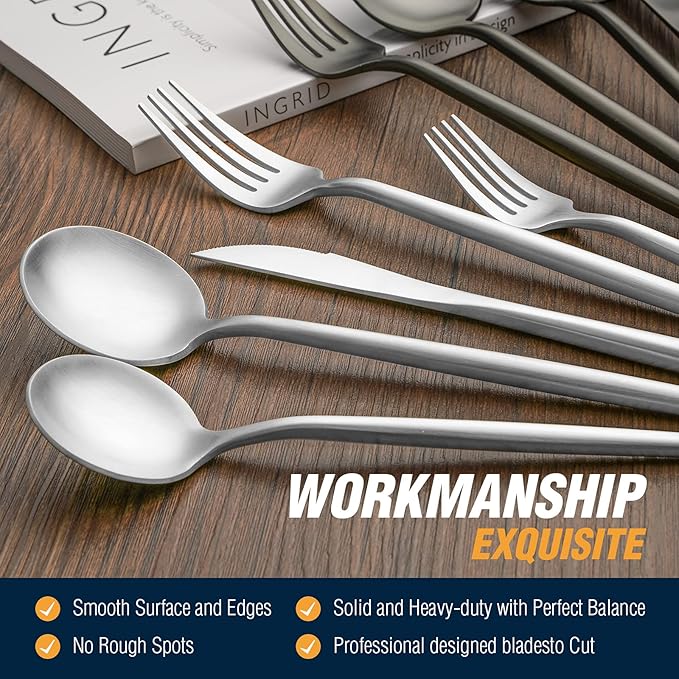 Silverware Set, 20 Piece Stainless Steel Flatware Set Service for 4, Cutlery Set, Include Knives/Forks/Spoons, Dishwasher Safe