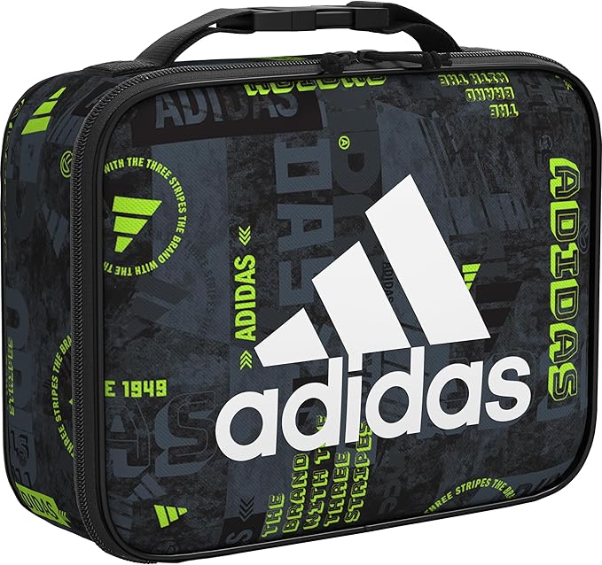 adidas Foundation Insulated Lunch Bag for Men and Women, Upscaled Mix-Black/White, One Size