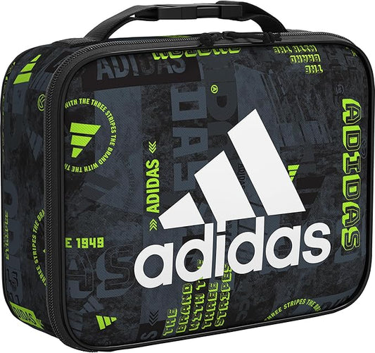 adidas Foundation Insulated Lunch Bag for Men and Women, Upscaled Mix-Black/White, One Size